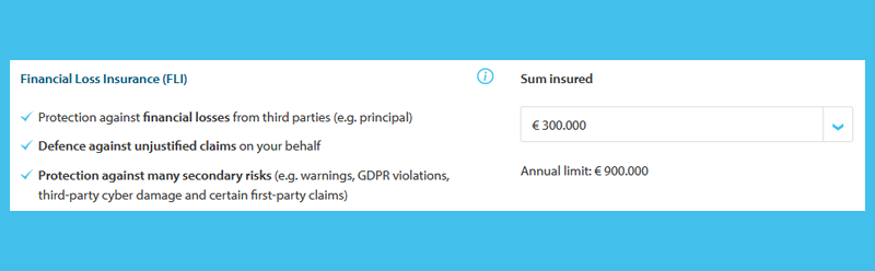 Select financial loss liability sum