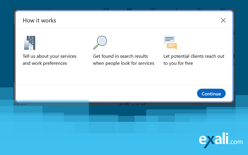 LinkedIn summarises the advantages of a service page for you and shows you how it can make you visible to potential customers.