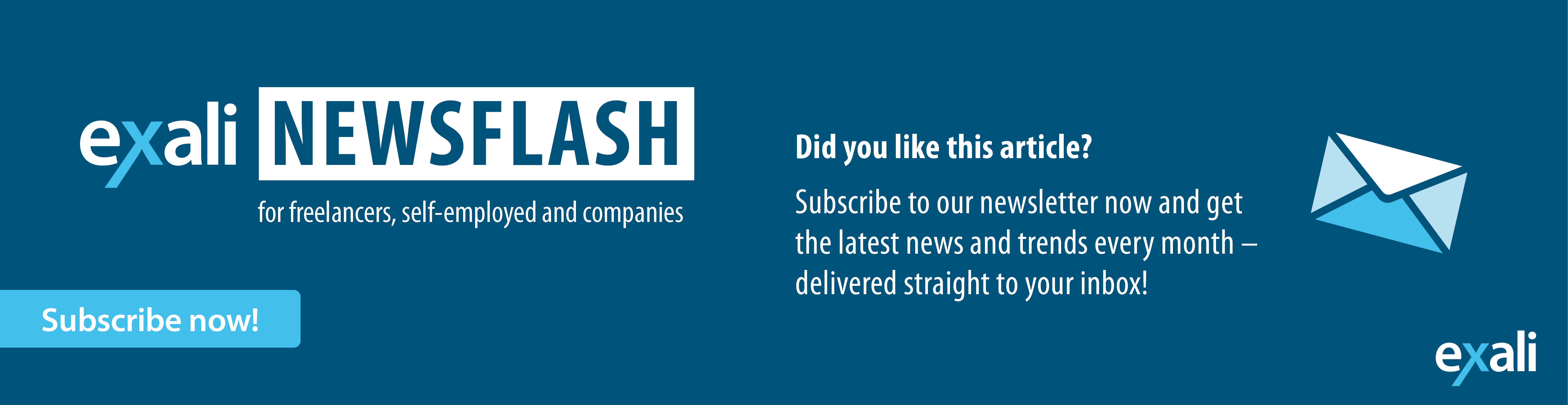  Subscribe to the exali Newsflash and never miss an article again